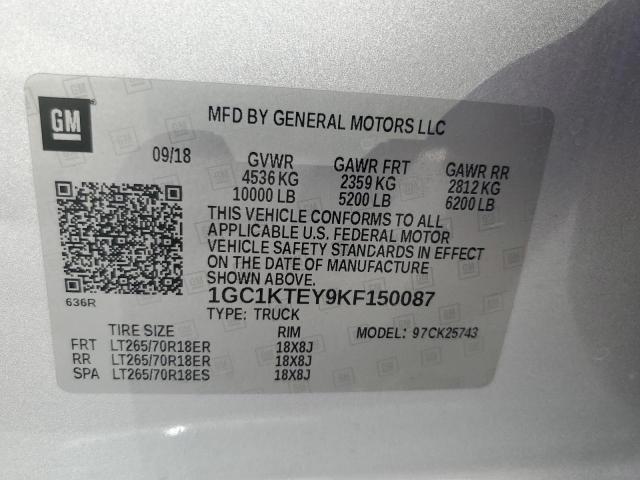 1GC1KTEY9KF150087 - 2019 CHEVROLET SILVERADO K2500 HEAVY DUTY LTZ SILVER photo 12