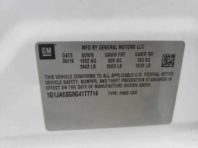 1G1JA6SG8G4177714 - 2016 CHEVROLET SONIC LS 白色 照片 12