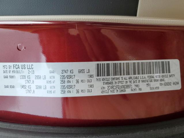 2C4RC1FG1KR638971 - 2019 CHRYSLER PACIFICA TOURING PLUS 红色 照片 13