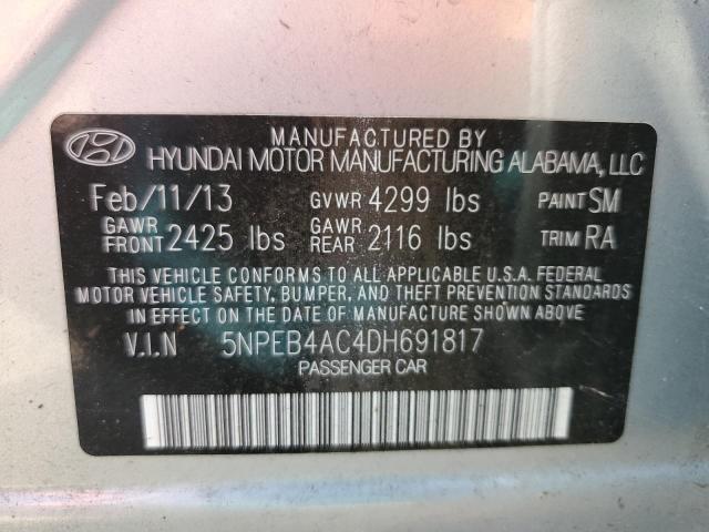 5NPEB4AC4DH691817 - 2013 HYUNDAI SONATA GLS SILVER photo 12