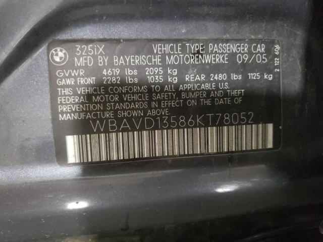 WBAVD13586KT78052 - 2006 BMW 325 XI GRAY photo 12