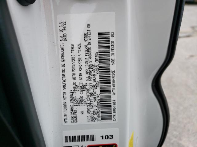 3TYRX5GN6NT056745 - 2022 TOYOTA TACOMA ACCESS CAB თეთრი ფოტო 12