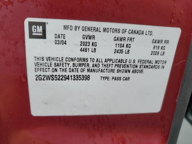 2G2WS522941335398 - 2004 PONTIAC GRAND PRIX GT2 ბურგუნდია ფოტო 13