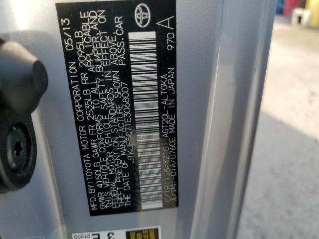 JTKJF5C71E3068007 - 2014 TOYOTA SCION TC SILVER photo 12