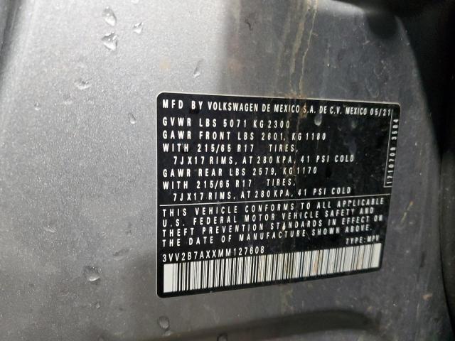 3VV2B7AXXMM127608 - 2021 VOLKSWAGEN TIGUAN SE SILVER photo 13