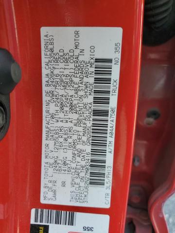 3TMJU62N27M033416 - 2007 TOYOTA TACOMA DOUBLE CAB PRERUNNER RED photo 12