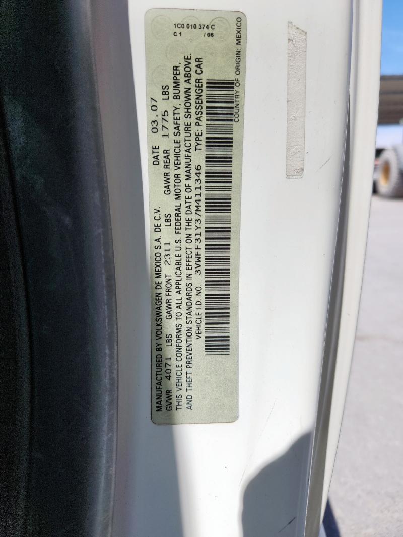 3VWFF31Y37M411346 - 2007 VOLKSWAGEN NEW BEETLE TRIPLE WHITE WHITE photo 12