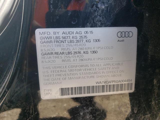 WA1VCAFP5GA004454 - 2016 AUDI SQ5 PRESTIGE BLACK photo 13