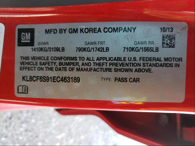 KL8CF6S91EC463189 - 2014 CHEVROLET SPARK 2LT RED photo 10