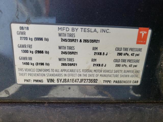 5YJSA1E47JF273592 - 2018 TESLA MODEL S 黑色 照片 12