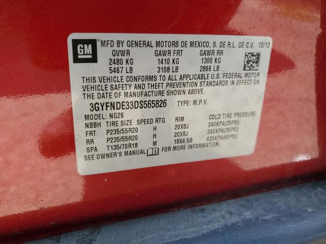 3GYFNDE33DS565826 - 2013 CADILLAC SRX PERFORMANCE COLLECTION Czerwony zdjęcie 13