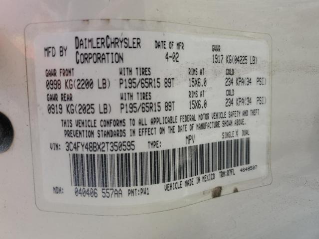 3C4FY48BX2T350595 - 2002 CHRYSLER PT CRUISER CLASSIC 白色 照片 12