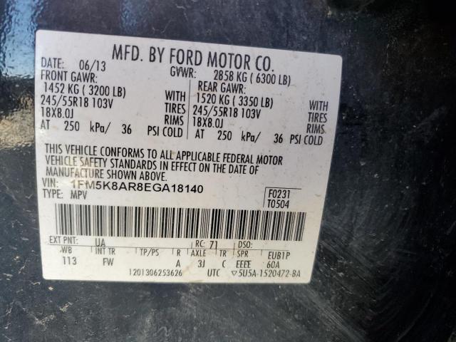 1FM5K8AR8EGA18140 - 2014 FORD EXPLORER POLICE INTERCEPTOR 黑色 照片 12