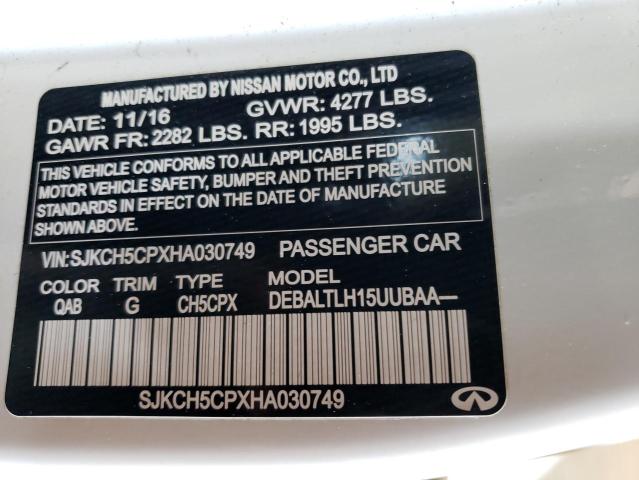 SJKCH5CPXHA030749 - 2017 INFINITI QX30 BASE WHITE photo 13