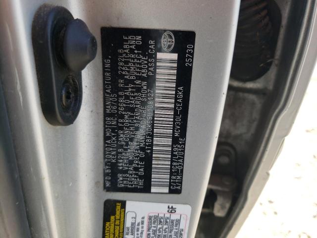 4T1BF30K65U108127 - 2005 TOYOTA CAMRY LE SILVER photo 12