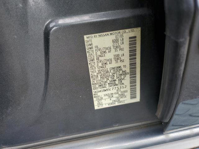 5N1AR18W95C775312 - 2005 NISSAN PATHFINDER LE GRAY photo 12