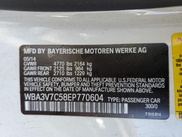 WBA3V7C58EP770604 - 2014 BMW 428 I SULEV WHITE photo 12