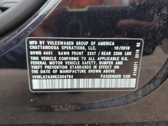 1VWLA7A39KC004784 - 2019 VOLKSWAGEN PASSAT WOLFSBURG 黑色 照片 13