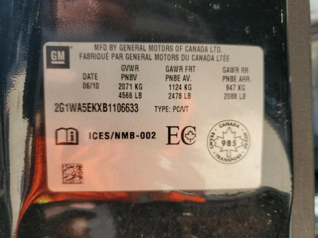 2G1WA5EKXB1106633 - 2011 CHEVROLET IMPALA LS BLACK photo 12