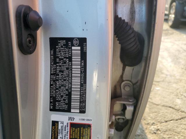 4T1BF3EK4AU072246 - 2010 TOYOTA CAMRY BASE SILVER photo 12