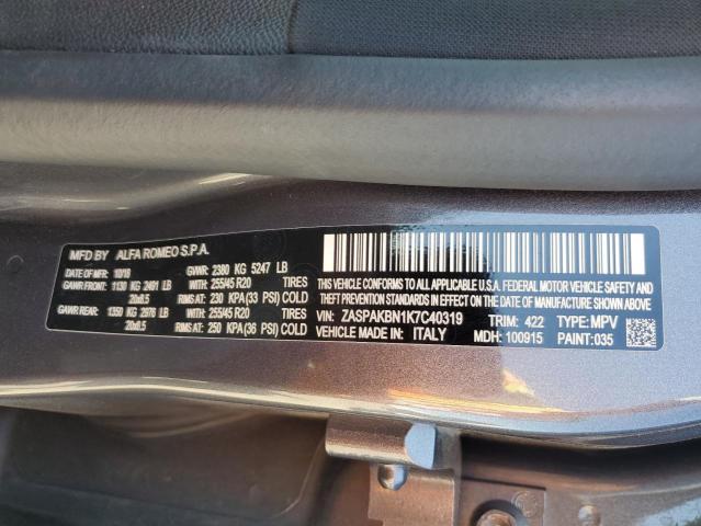 ZASPAKBN1K7C40319 - 2019 ALFA ROMEO STELVIO TI GRAY photo 14