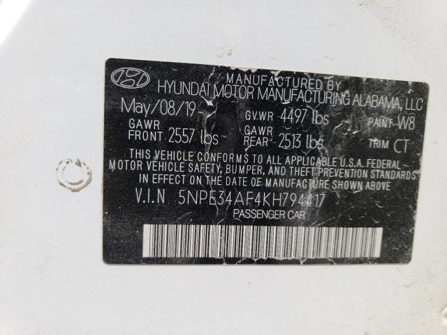 5NPE34AF4KH794417 - 2019 HYUNDAI SONATA LIMITED WHITE photo 13