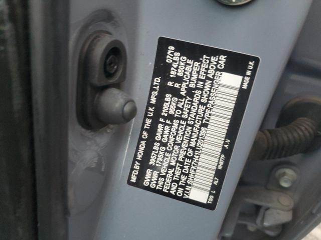 SHHFK7H41LU201396 - 2020 HONDA CIVIC SPORT 蓝色 照片 13