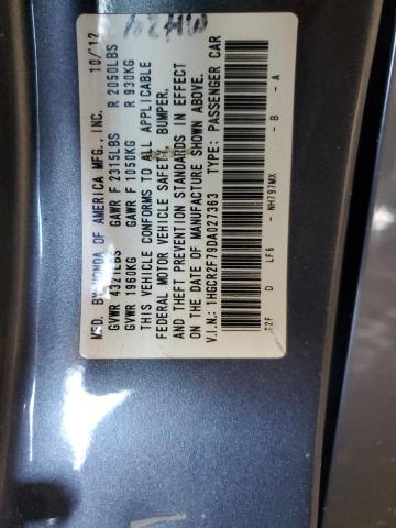 1HGCR2F79DA027363 - 2013 HONDA ACCORD EX 灰色 照片 12