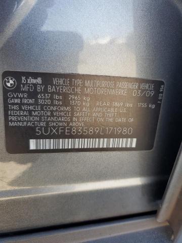 5UXFE83589L171980 - 2009 BMW X5 XDRIVE48I GRAY photo 13