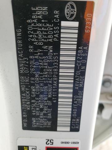 4T1T11AK8PU833351 - 2023 TOYOTA CAMRY SE NIGHT SHADE WHITE photo 12