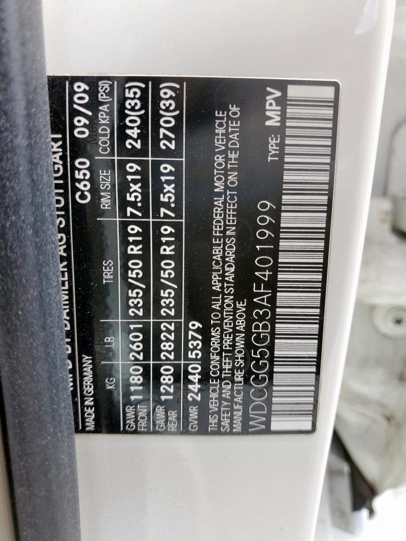 WDCGG5GB3AF401999 - 2010 MERCEDES-BENZ GLK 350 WHITE photo 14