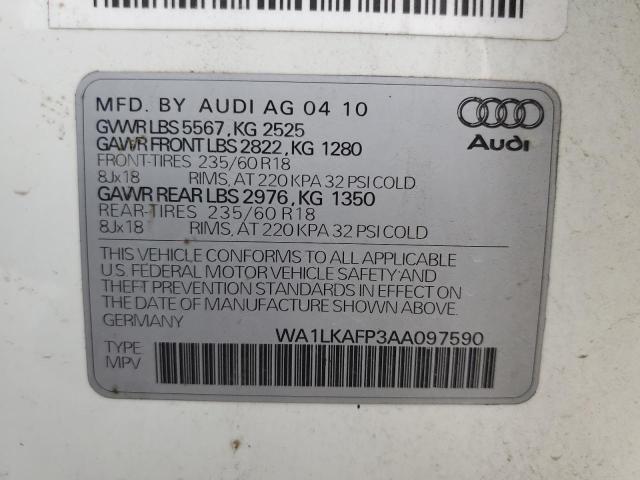 WA1LKAFP3AA097590 - 2010 AUDI Q5 PREMIUM PLUS WHITE photo 14