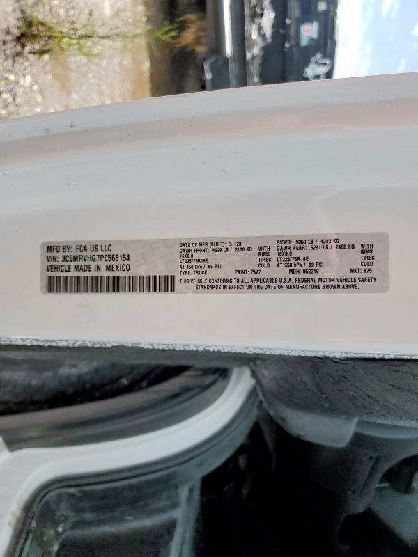 3C6MRVHG7PE566154 - 2023 RAM PROMASTER 3500 HIGH თეთრი ფოტო 13