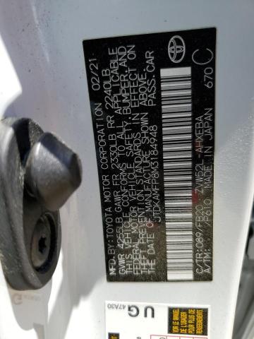 JTDKAMFP8M3184948 - 2021 TOYOTA PRIUS PRIM LE WHITE photo 12