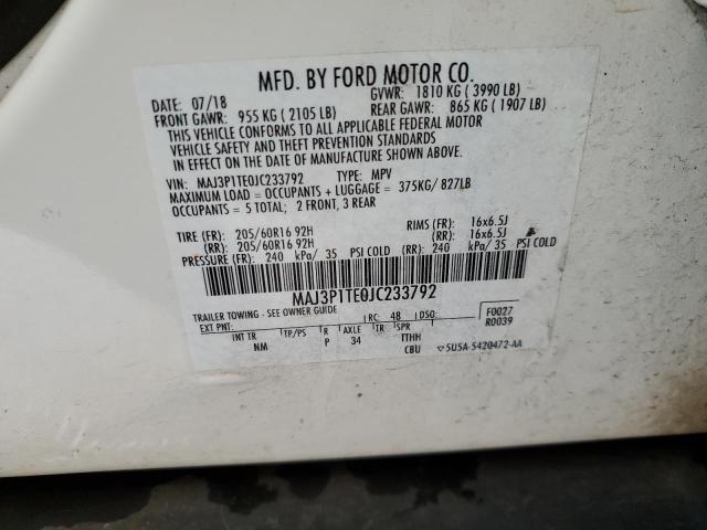 MAJ3P1TE0JC233792 - 2018 FORD ECOSPORT SE Blanco foto 14