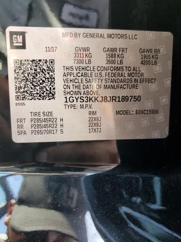 1GYS3KKJ8JR189750 - 2018 CADILLAC ESCALADE ESV PLATINUM შავი ფოტო 14
