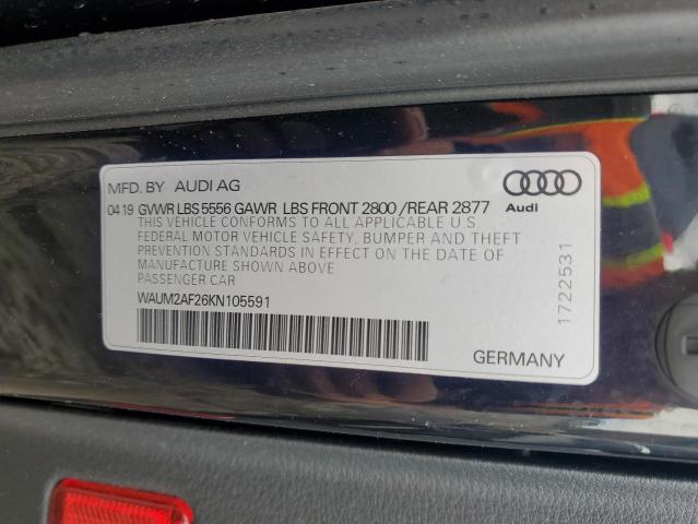 WAUM2AF26KN105591 - 2019 AUDI A6 PRESTIGE შავი ფოტო 12