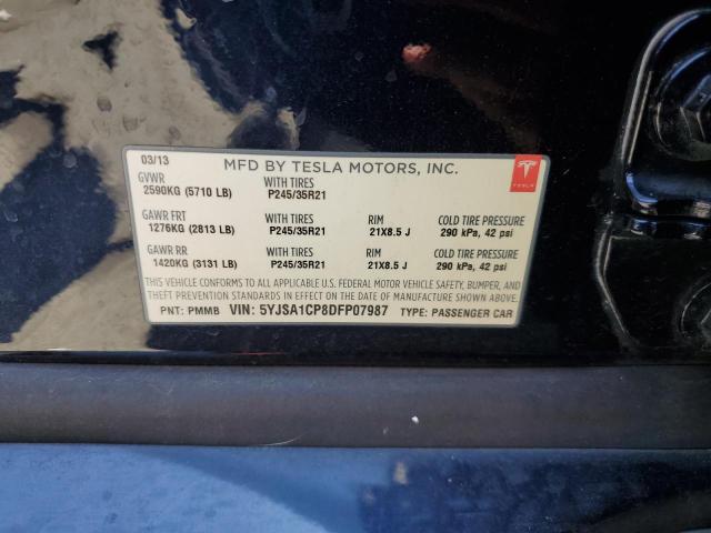 5YJSA1CP8DFP07987 - 2013 TESLA MODEL S Կապույտ լուսանկար 12