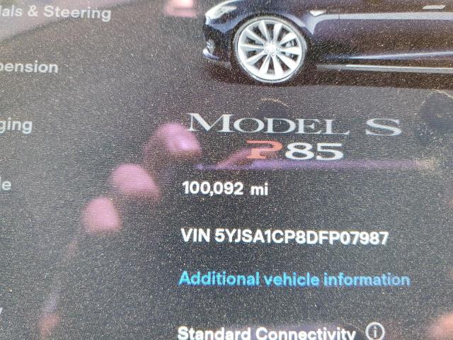 5YJSA1CP8DFP07987 - 2013 TESLA MODEL S Կապույտ լուսանկար 9