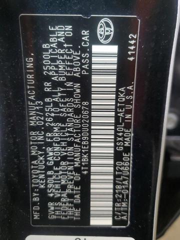 4T1BK1EB9DU020678 - 2013 TOYOTA AVALON BASE BLACK photo 12