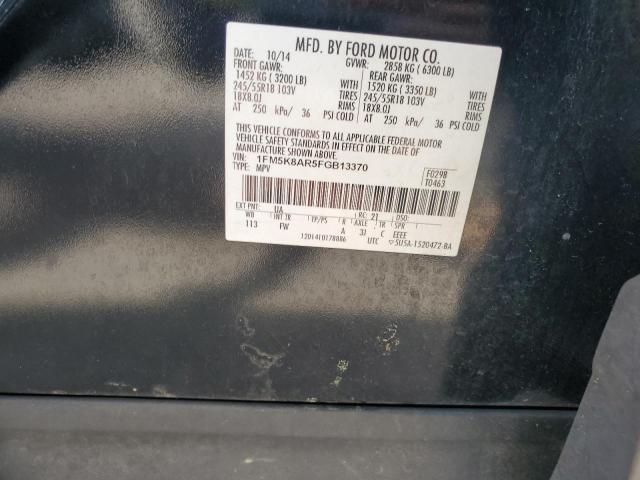 1FM5K8AR5FGB13370 - 2015 FORD EXPLORER POLICE INTERCEPTOR Қара фото 13