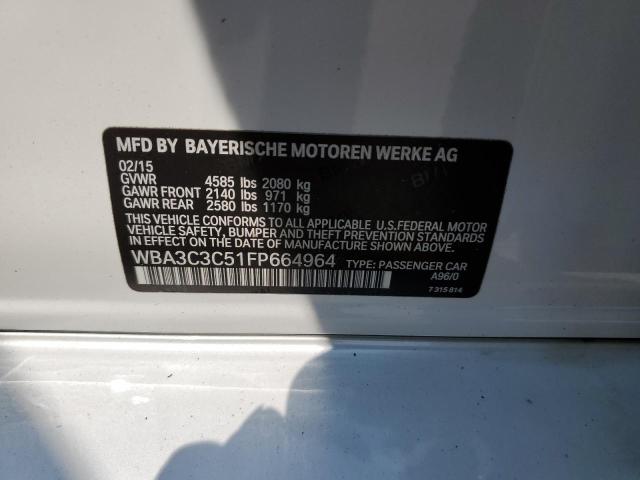 WBA3C3C51FP664964 - 2015 BMW 320 I XDRIVE WHITE photo 12