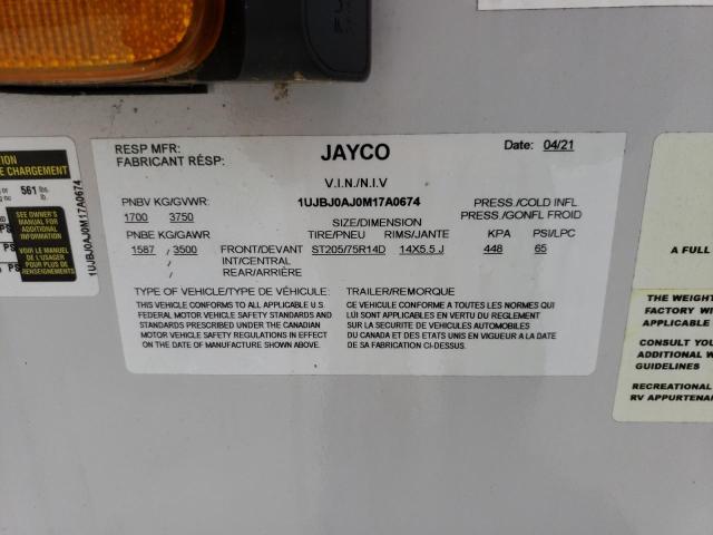 1UJBJ0AJ0M17A0674 - 2021 JAYCO JAY FLIGHT SILVER photo 10