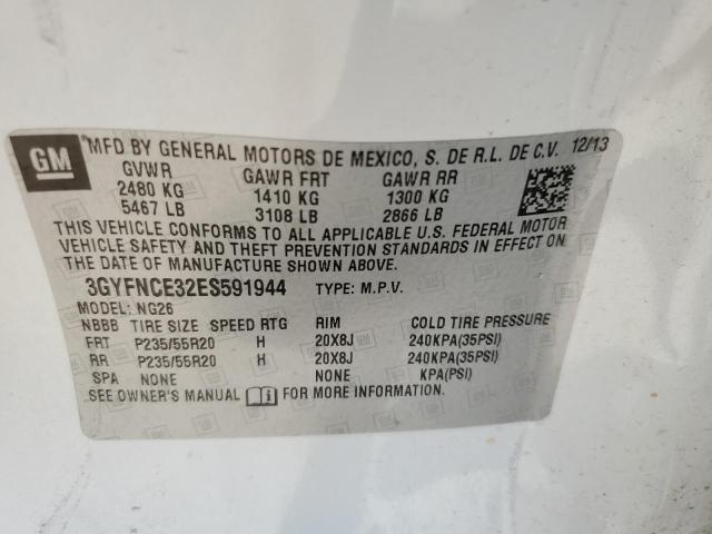 3GYFNCE32ES591944 - 2014 CADILLAC SRX PERFORMANCE COLLECTION Ақ фото 13