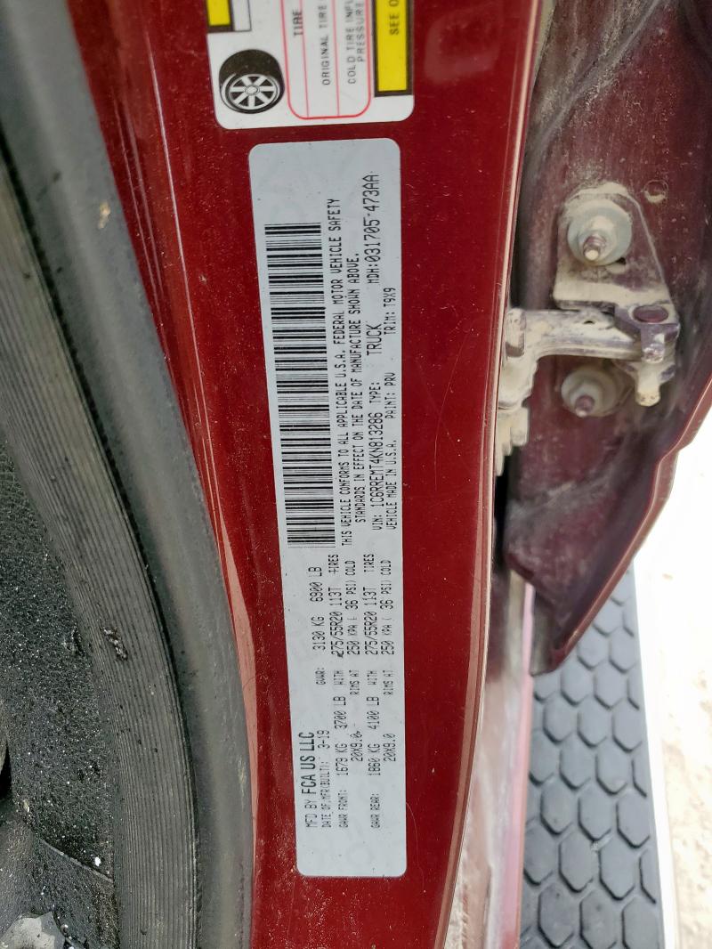 1C6RREMT4KN813286 - 2019 RAM 1500 BIG HORN/LONE STAR BURN photo 12