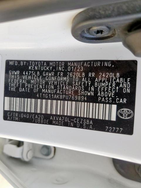 4T1G11AK8PU769894 - 2023 TOYOTA CAMRY SE NIGHT SHADE WHITE photo 13