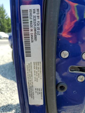 2C3CDZFJ3MH580601 - 2021 DODGE CHALLENGER R/T SCAT PACK BLUE photo 12