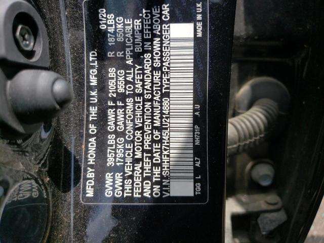 SHHFK7H45LU214880 - 2020 HONDA CIVIC SPORT 黑色 照片 13
