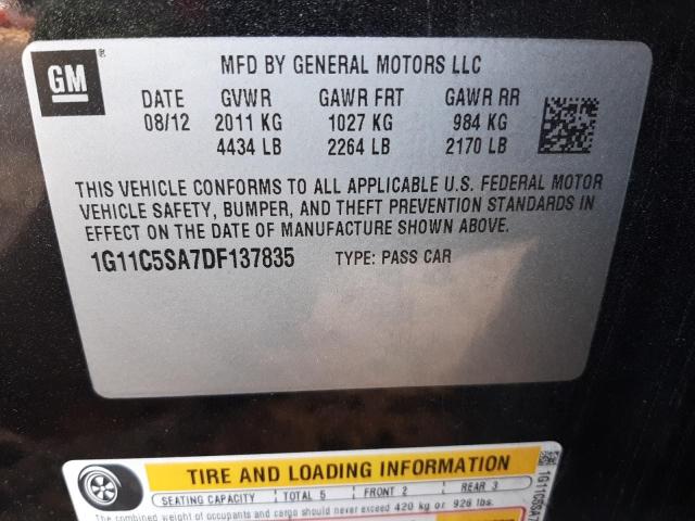 1G11C5SA7DF137835 - 2013 CHEVROLET MALIBU 1LT 黑色 照片 10