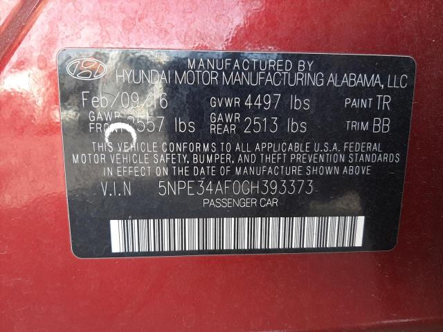 5NPE34AF0GH393373 - 2016 HYUNDAI SONATA SPORT RED photo 12